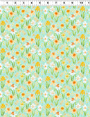 Spring Cheer - Daffodils - Light Teal