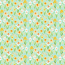 Spring Cheer - Daffodils - Light Teal