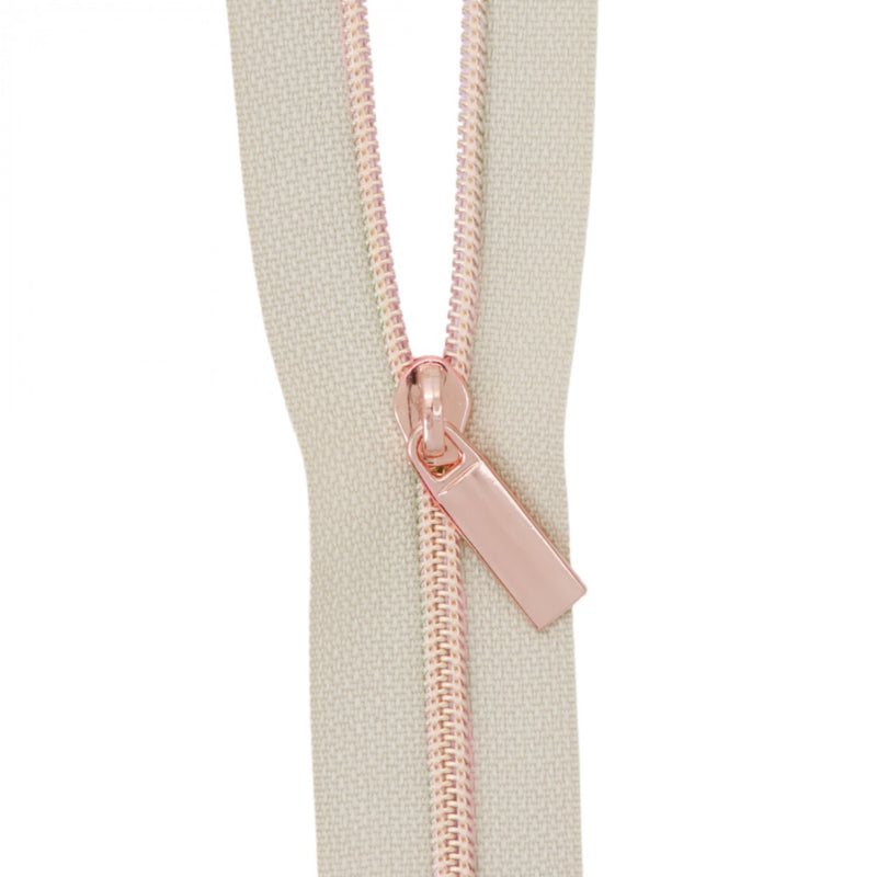 Zipper Set - Beige Tape with Rose Gold Coil and Pulls