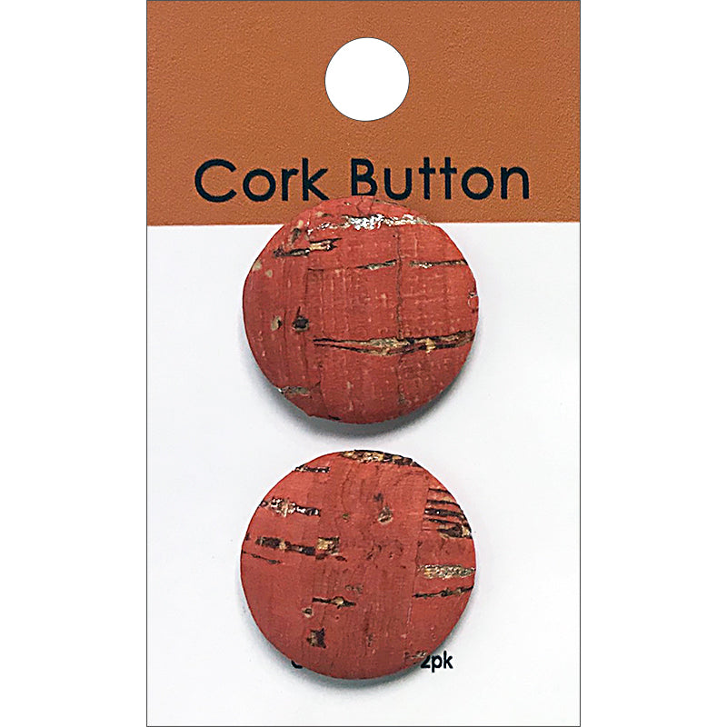 Cork Buttons - Red - 1"
