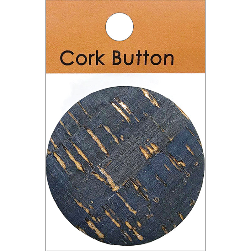 Cork Button - Blue - 2"