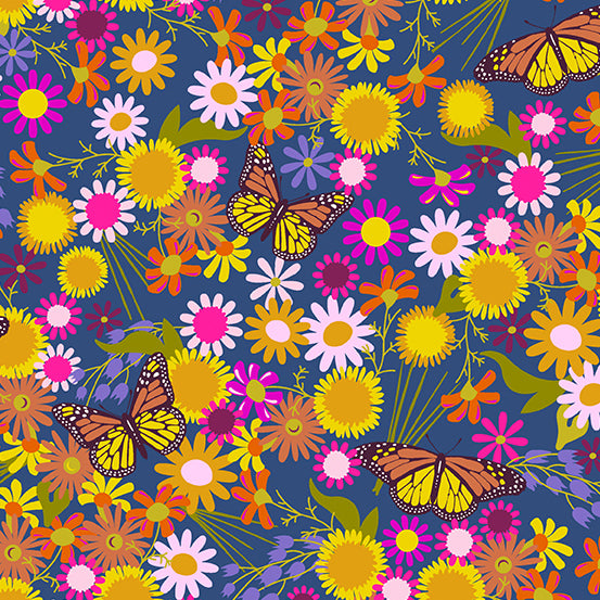 Wildflowers - Monarch - Denim