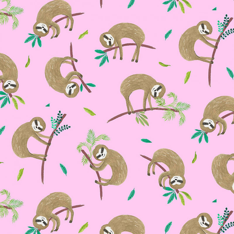 Wild and Free - Hanging Sloths - Pink