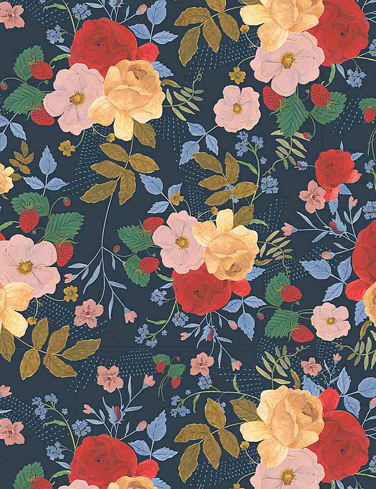 Country Cottage - Large Florals - Navy